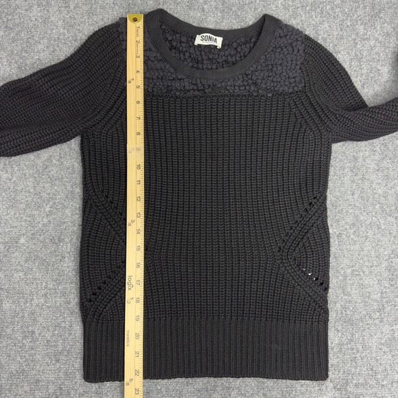 Sonia by Sonia Rykiel Chunky Knit Sweater Womens S Black Wool Minimalist Luxury - Picture 11 of 11